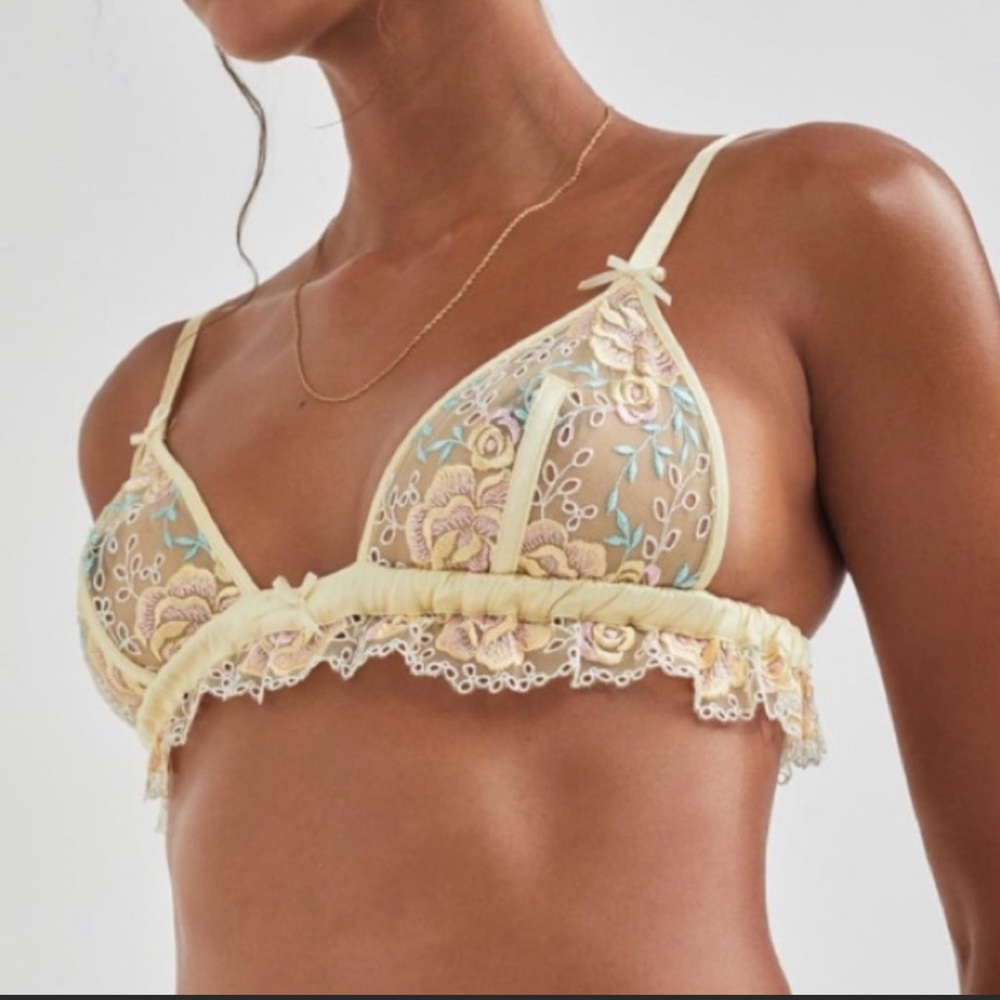 For Love & Lemons Vintage Eyelet Rose Bra
